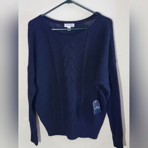 St. John's Bay Navy Blue Cable Knit Sweater for Women Size XL NWT